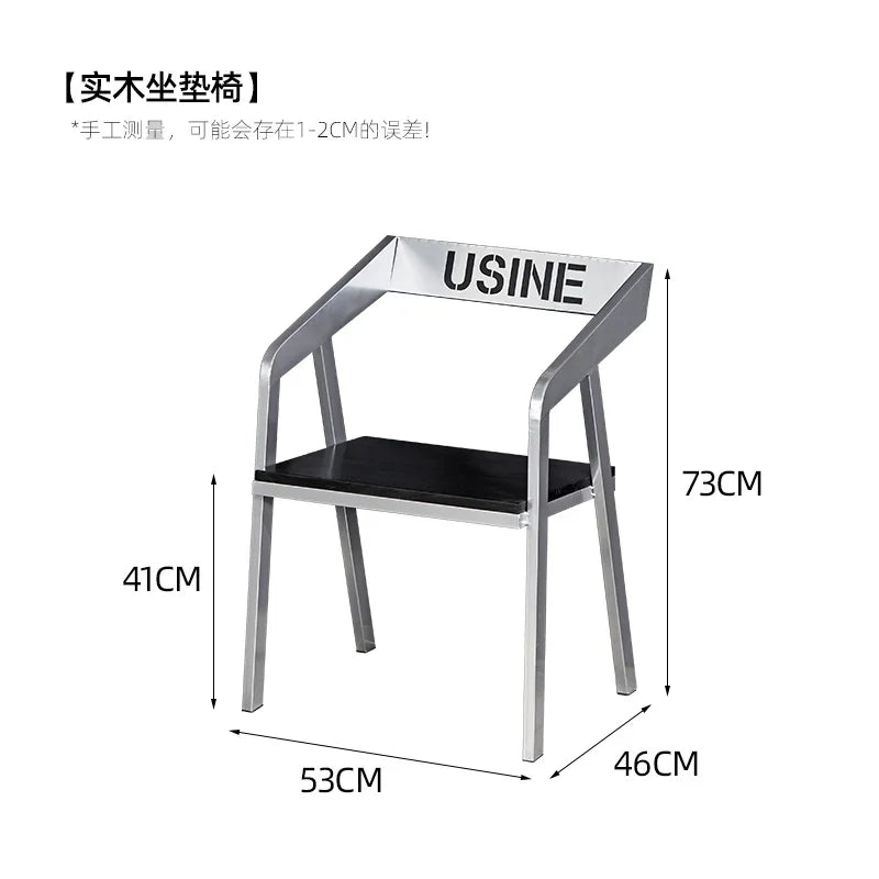 DecorBites™ Industrial Iron Art Solid Wood Dining Chair for Coffee Shop & Bar