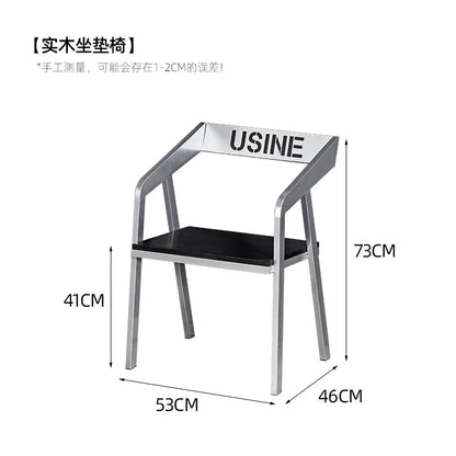 DecorBites™ Industrial Iron Art Solid Wood Dining Chair for Coffee Shop & Bar