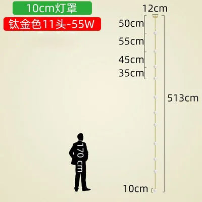 Lámpara de araña de cristal lineal DecorBites™ | Minimalista negro/dorado | Diseño creativo de 5/6/7/8 luces