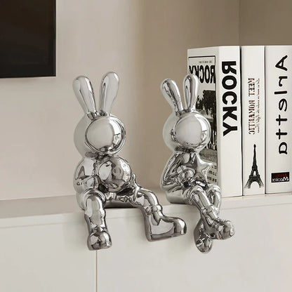 DecorBites™ Electroplated Rabbit Sculpture Set, Home Office Decor, Living Room Animal Statue