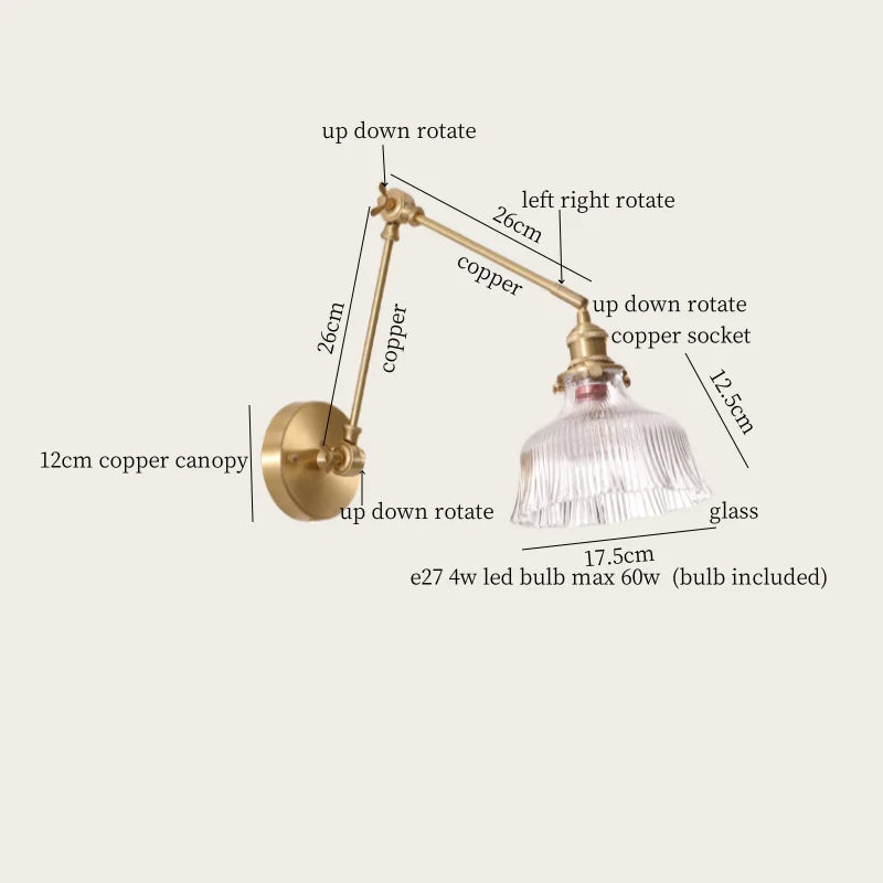 Decorbites™ Grüne Glas-LED-Wandleuchten mit Zugkette Vintage-Messing Heimdekoration