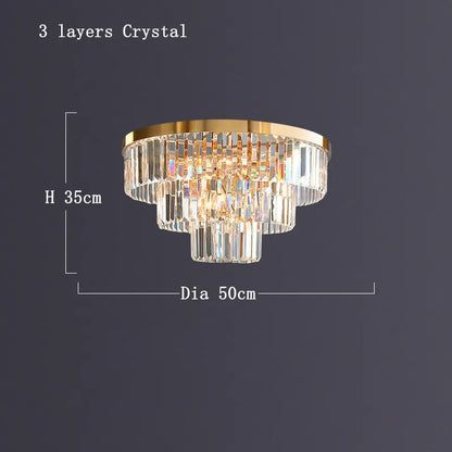 DecorBites™ Gold LED Crystal Ceiling Light for Modern Living Room, Luxury Home Decor