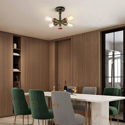 DecorBites™ Industrial Water Pipe Ceiling Light Fixture for Living Room and Restaurant Decor