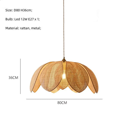 DecorBites™ Japanese Wicker Petal Chandelier for Tea House Dining, Parlor, Restaurant