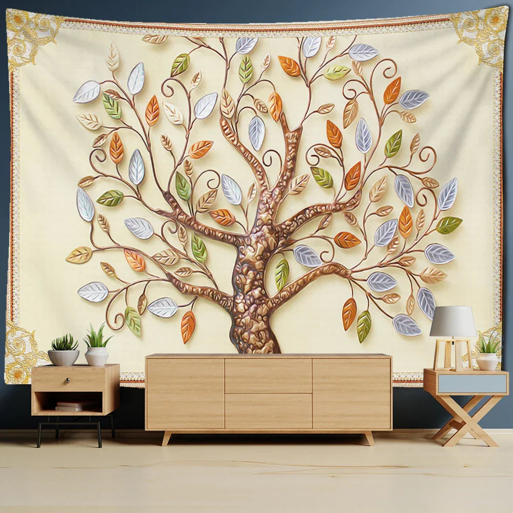 Decobites Money Tree Tapestry Wall Hanging for Boho Nature Plant Vibes