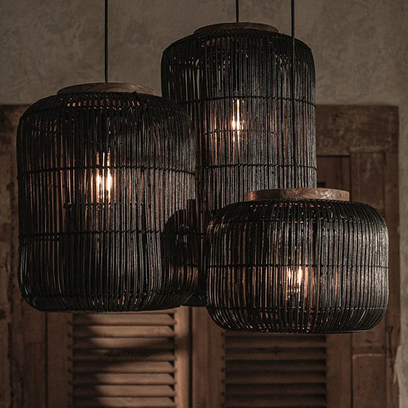 Decorbites™ Japanische Rattan-Hängeleuchte: Vintage Wabi-sabi-Beleuchtung für Wohn- und Esszimmer