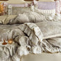 Decobites Purple Vintage Lace Ruffles Bedding Set with Egyptian Cotton Duvet Cover