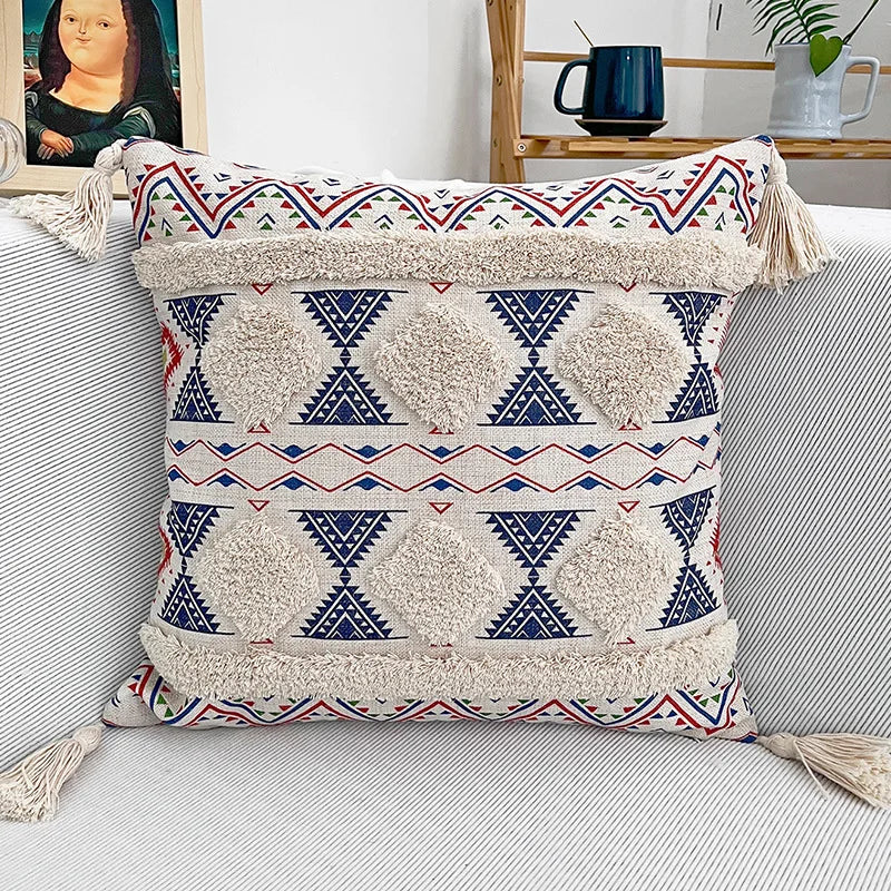 DecorBites™ Bohemian Floral Throw Pillow Cover with Tassels