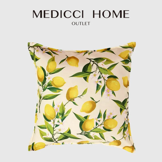 DecorBites™ Lemon Print Chenille Cushion Cover 45x45cm - Waterproof Nordic DecorCase
