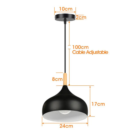 Black Wood Industrial Pendant Light
