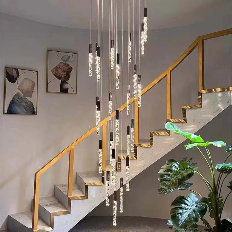 Lámpara de araña LED de cristal DecorBites™: Iluminación elegante para escaleras y salas de estar