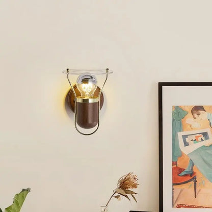 DecorBites™ Japanese Walnut Wood Wall Lamp with Zipper Switch for Bedroom or Hallway