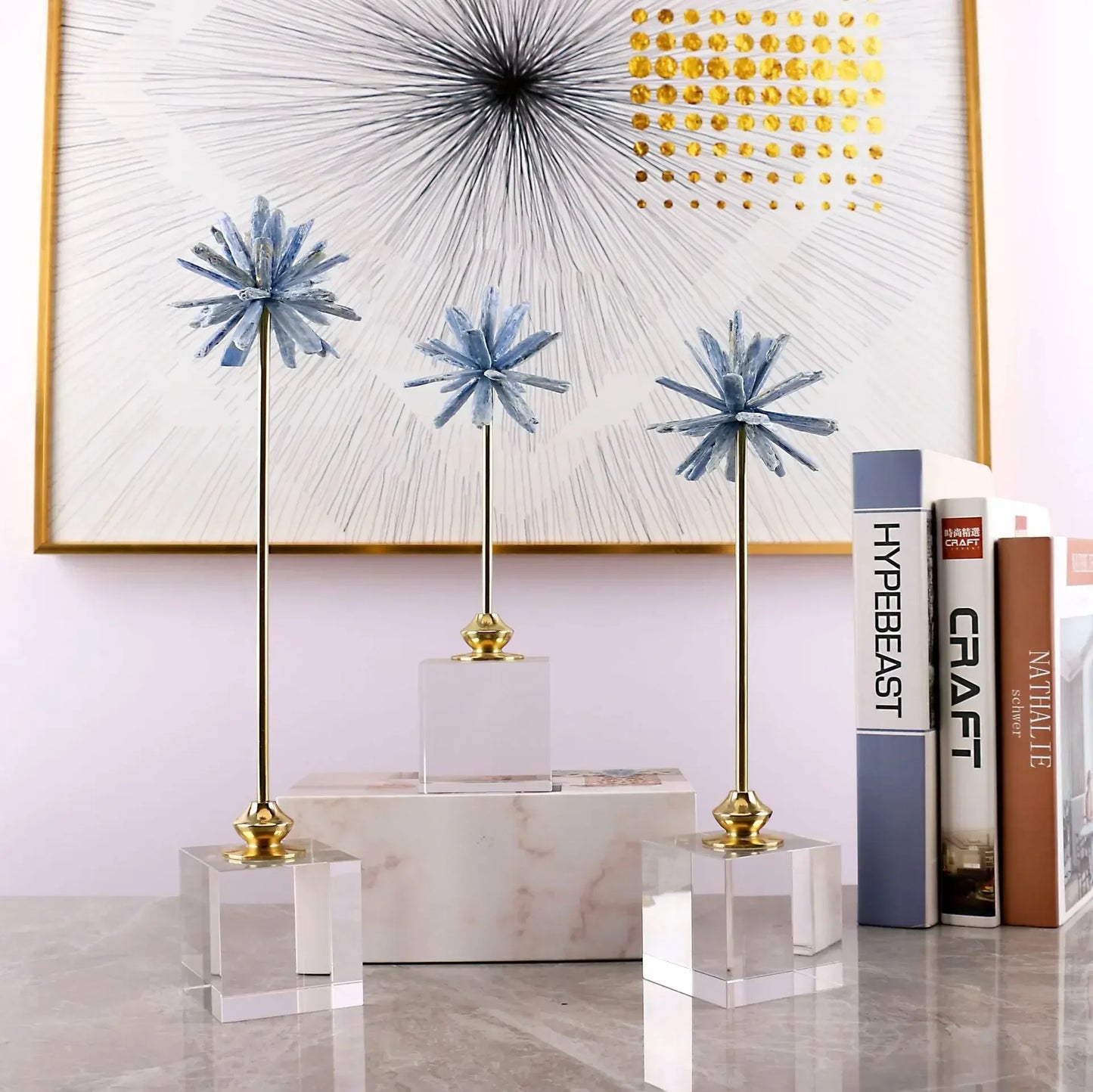 Figura decorativa para el hogar DecorBites™ de cristal de ágata, hecha a mano, con forma de flor blanca.