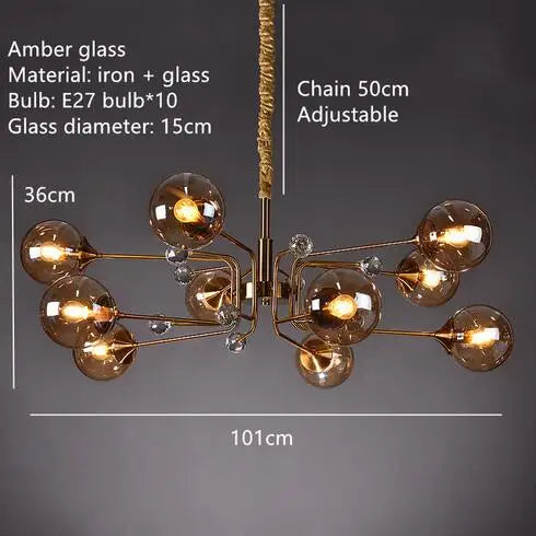 Decorbites™ Glas-Blase-Kronleuchter: Vintage-Industrial-Lampe für Wohnzimmer, Küche und Kücheninsel