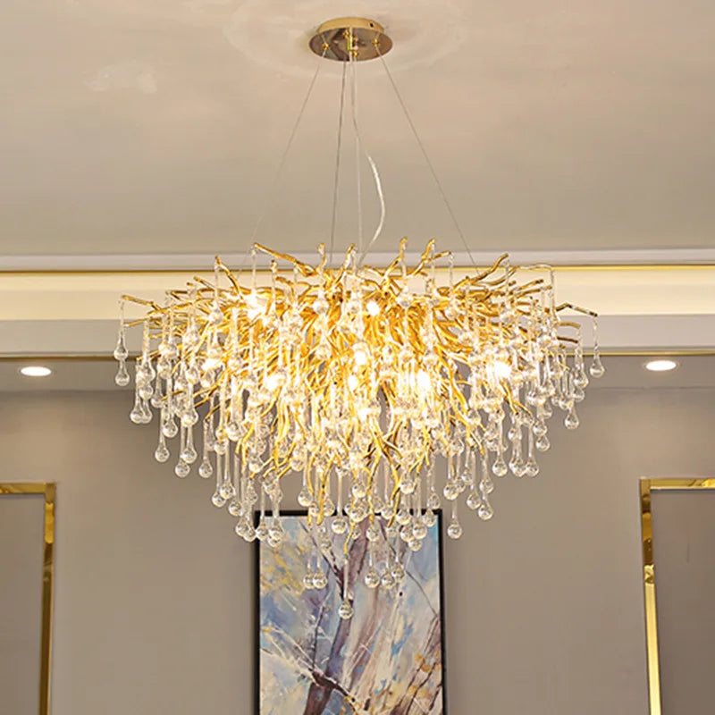 DecorBites™ Crystal Tree Branch Chandelier: Luxury LED Pendant Light for Elegant Living Spaces