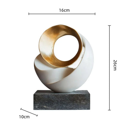 DecorBites™ Golden Ring Abstract Resin Figurines, Home Decor, Geometric Design