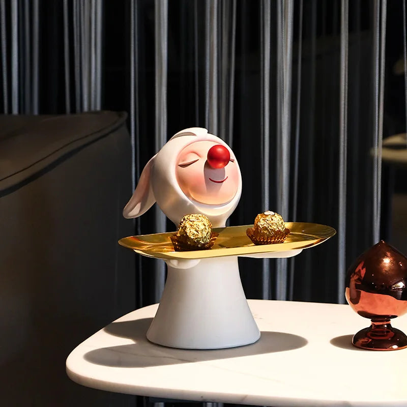 DecorBites™ Clown Bust Sculpture: Golden Candy/Key Tray Kids Balloons Figurine Decor