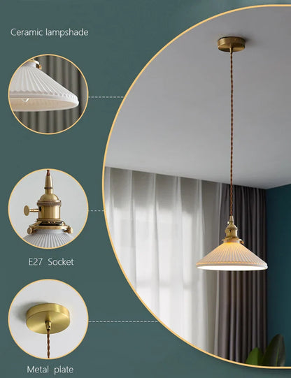 DecorBites™ Japanese Ceramic Chandelier Lighting for Kitchen Dining Room Luxury Led Ceiling Lamp