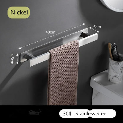 حامل مناشف من الفولاذ الأسود من DecorBites™ - رف مناشف حمام مربع