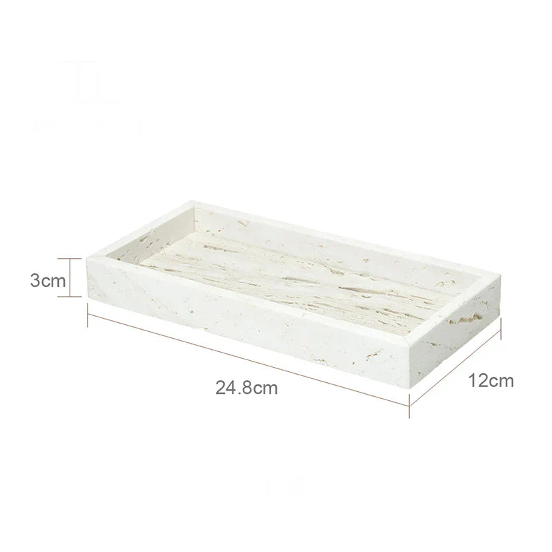 DecorBites™ Beige Travertine Marble Bathroom Set - Soap Dispenser Toothbrush Holder Tissue Box