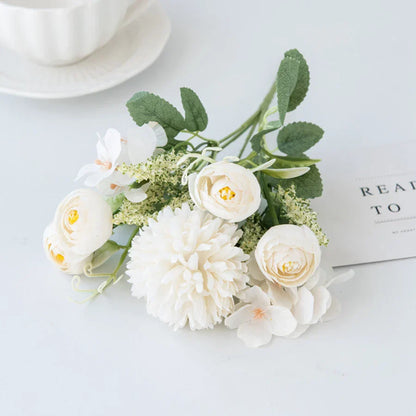 DecorBites™ Artificial Hydrangea Tea Rose Bouquet for Home Decor and DIY Wedding Bouquets