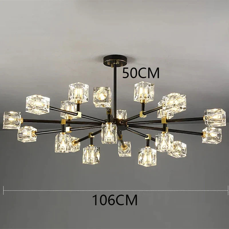 DecorBites™ Crystal Chandelier: Luxury Living Room & Bedroom Pendant Light