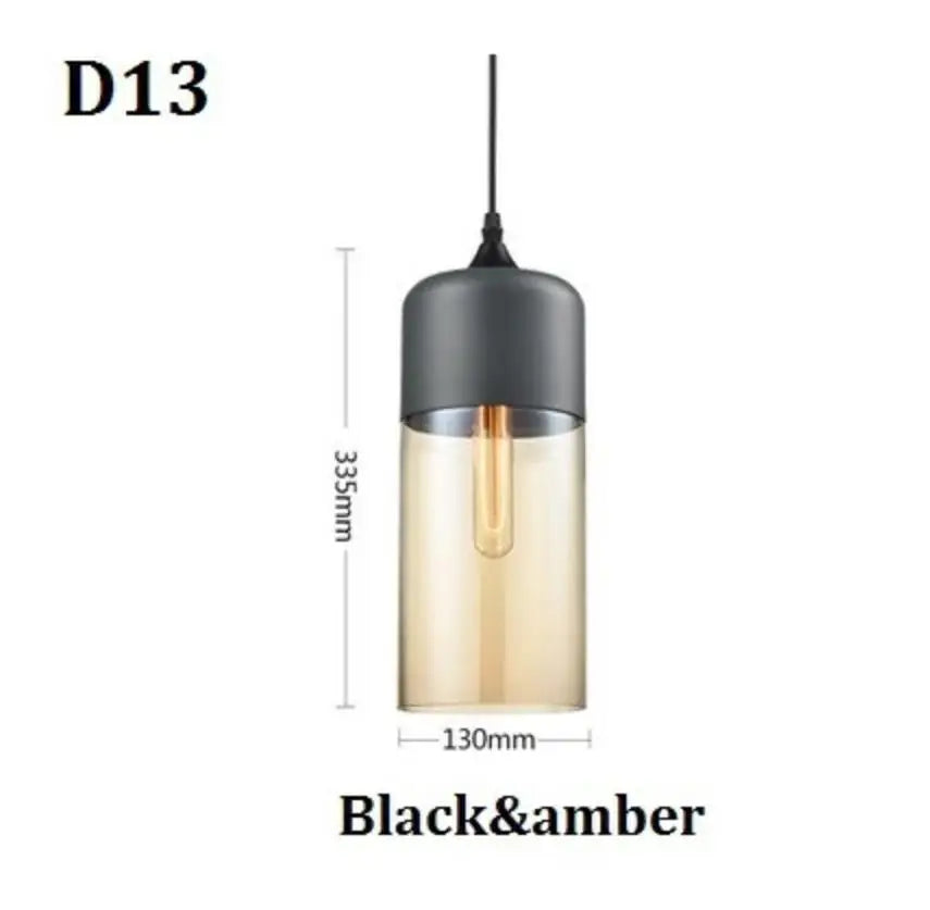 DecorBites™ Black Glass Pendant Light Fixture for Modern Indoor Decor & Dining Room