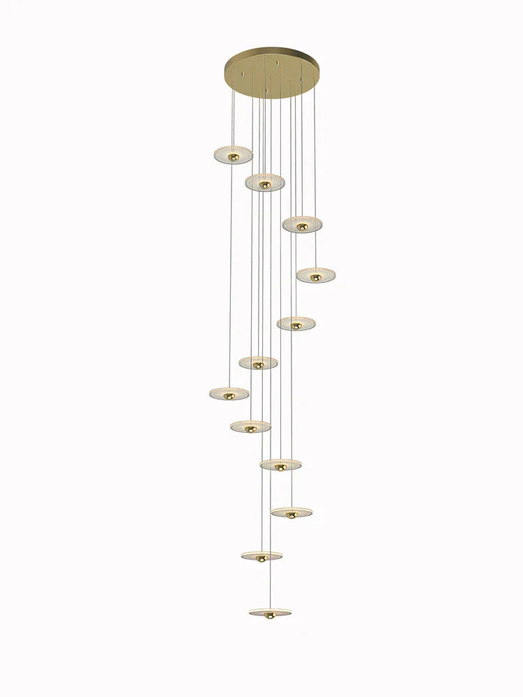 DecorBites™ LED Chandelier for Revolving Staircase | Loft Villa Ceiling Hanging Lamp