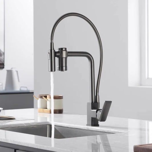 DecorBites™ Black Brass 3 Way Kitchen Faucet Deck Mounted Filter Tap Mixer