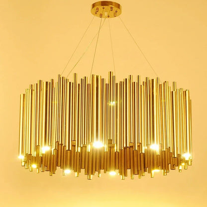 DecorBites™ Gold Brubeck LED Chandelier Pendant Light - Stylish Aluminum Alloy Tube Suspension Luminaire