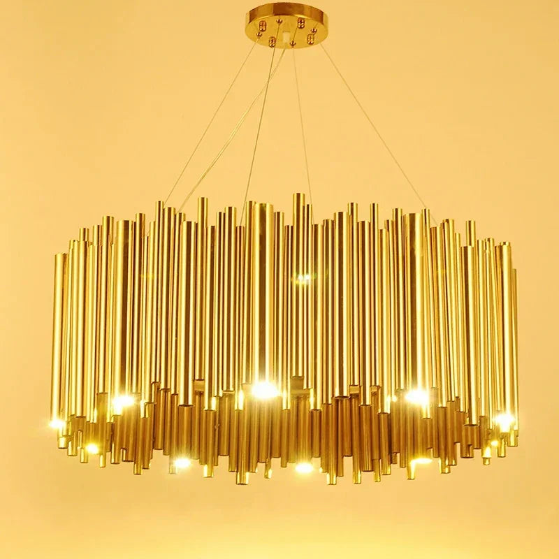 Lámpara colgante de techo LED Gold Brubeck™ Decorbites - Luminaria de suspensión de tubos de aleación de aluminio elegante