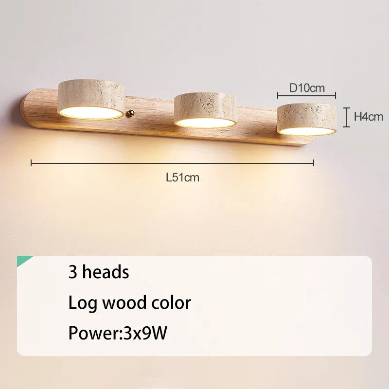 DecorBites™ Japanese Retro Stone Wall Mirror Light for Bathroom and Dressing Table