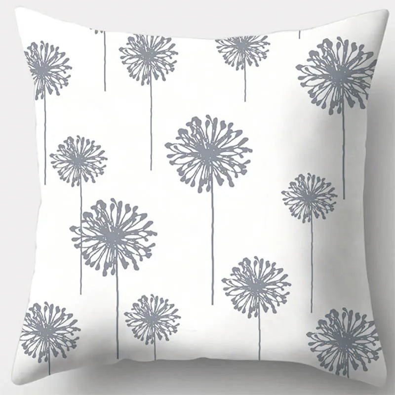 DecorBites™ Grey Geometry Leaves Floral Stripes Plaids Print Lumbar Pillow Case