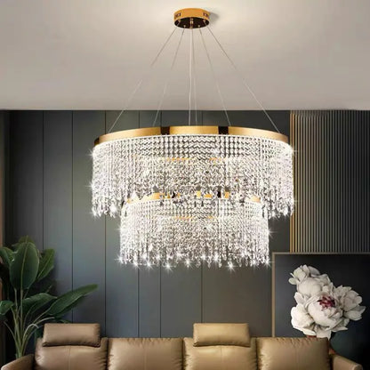 DecorBites™ Crystal Chandelier Pendant Light LED Fixture for Living Dining Room Glamorous Home Decor
