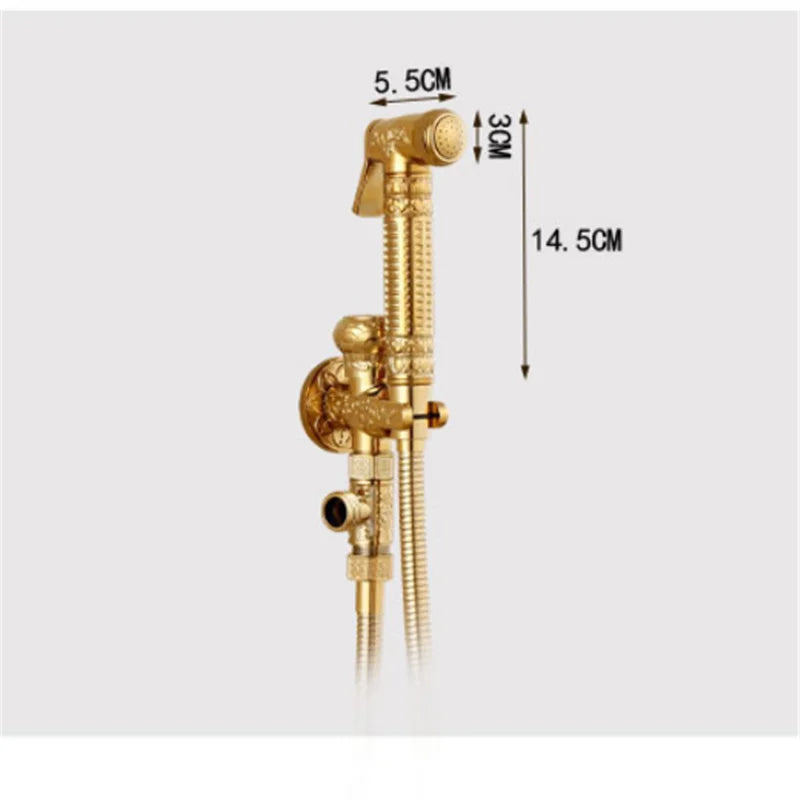 DecorBites™ Gold Brass Hand Held Bidet Shattaf Shower Head Set