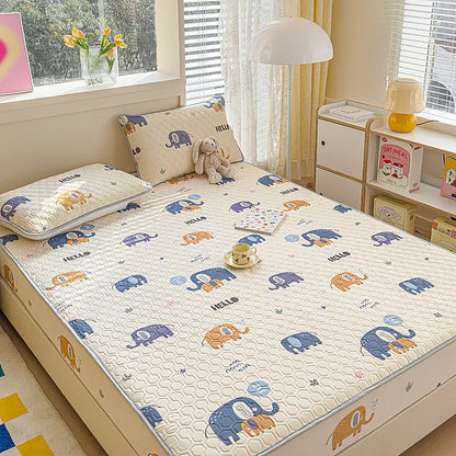 طقم ملاءات DecorBites™ المصنوعة من الحرير البارد من اللاتكس مع أكياس وسائد، حرير ثلجي صيفي، سرير فردي مزدوج