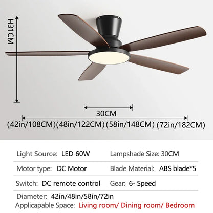 DecorBites™ 72" DC Ceiling Fan Light Remote Control Strong Winds Living Room Mute Chandelier