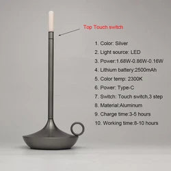 Lámpara de mesa de barra LED Decorbites™: Luz de escritorio recargable para hogar, oficina, estudio, dormitorio