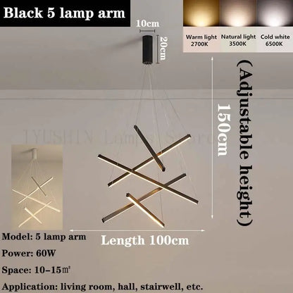 DecorBites™ LED Chandelier for Modern Duplex Interior, Loft Decor, Living & Dining Room Lighting