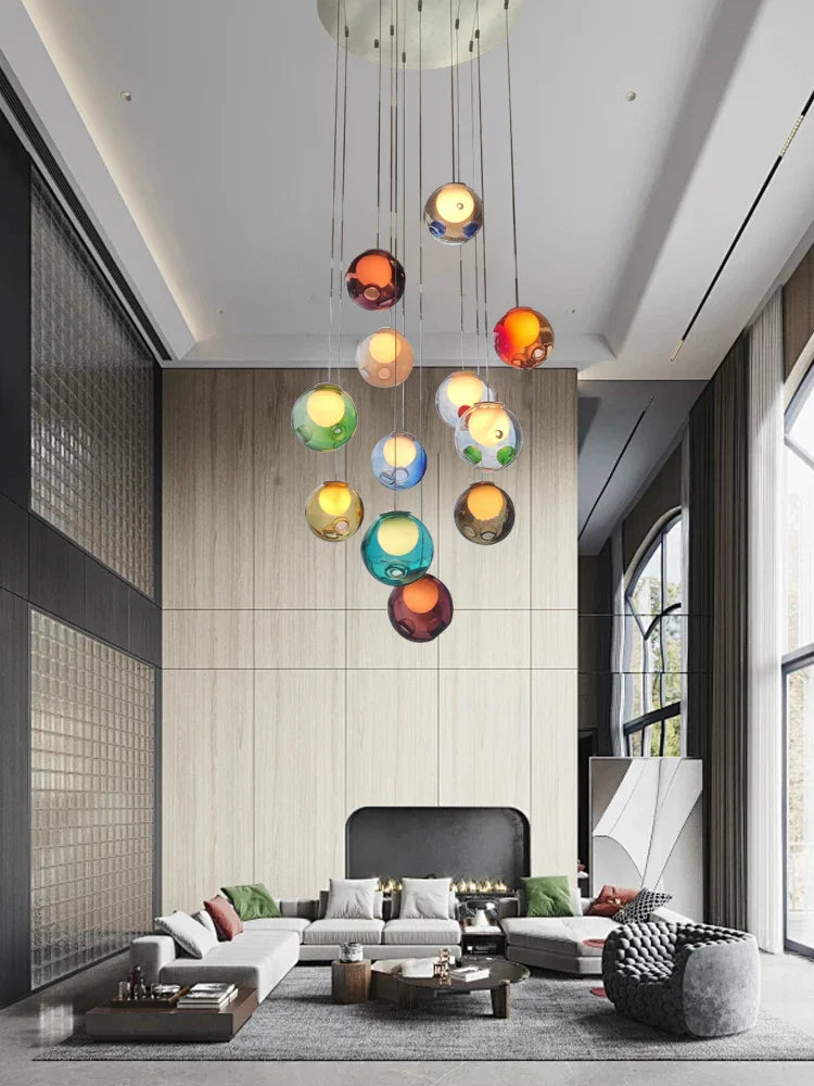 DecorBites™ Glass Ball Pendant Light: Modern Handmade Boho Sputnik Fixture for Living Room & Dining Room