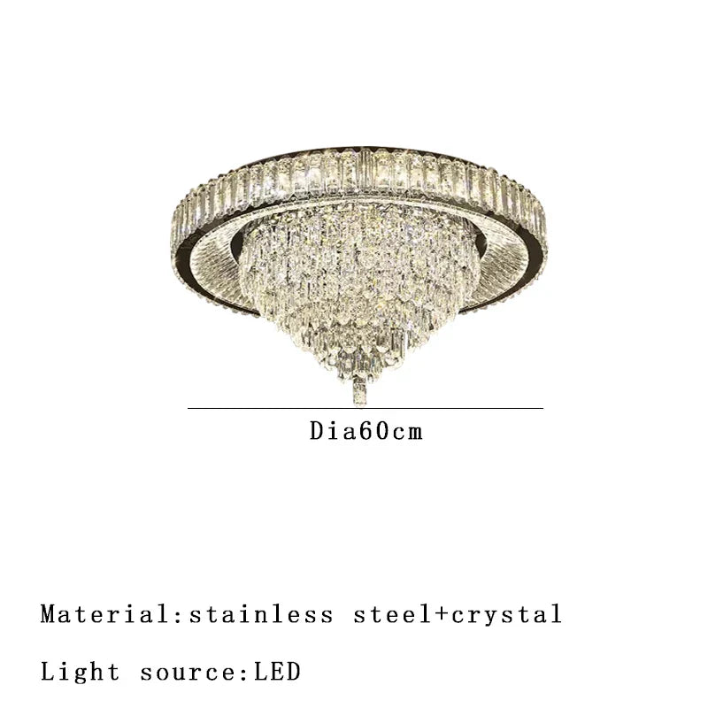 Lámpara de techo de cristal cónico DecorBites™ - Decoración de lujo para sala de estar en acero inoxidable