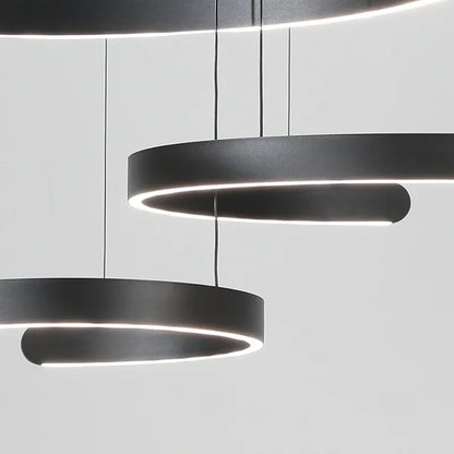 Lámpara colgante tipo araña LED negra DecorBites™ para vestíbulo, escaleras o bar; lámpara colgante minimalista para interiores.