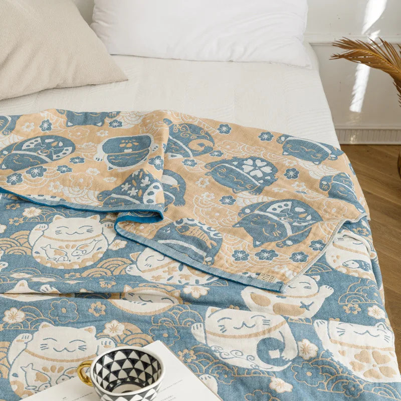 بطانية صيفية من القطن والشاش من DecorBites™، ناعمة وجيدة التهوية، مناسبة للسرير الفردي المزدوج