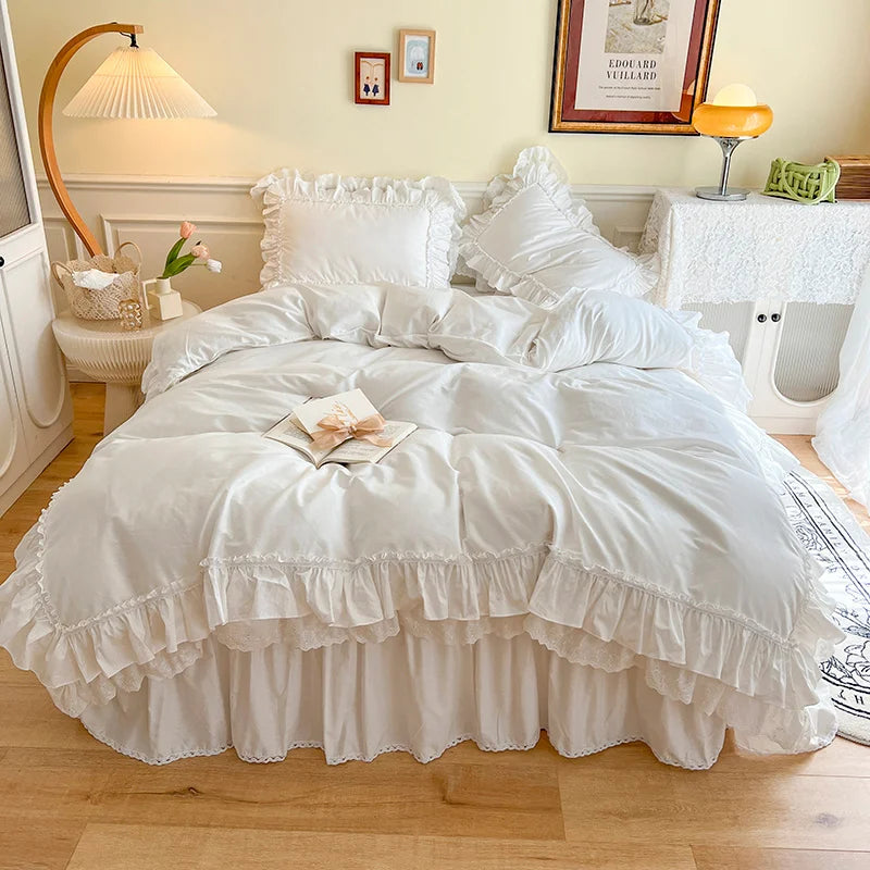 Double Ruffle Cotton Bedding