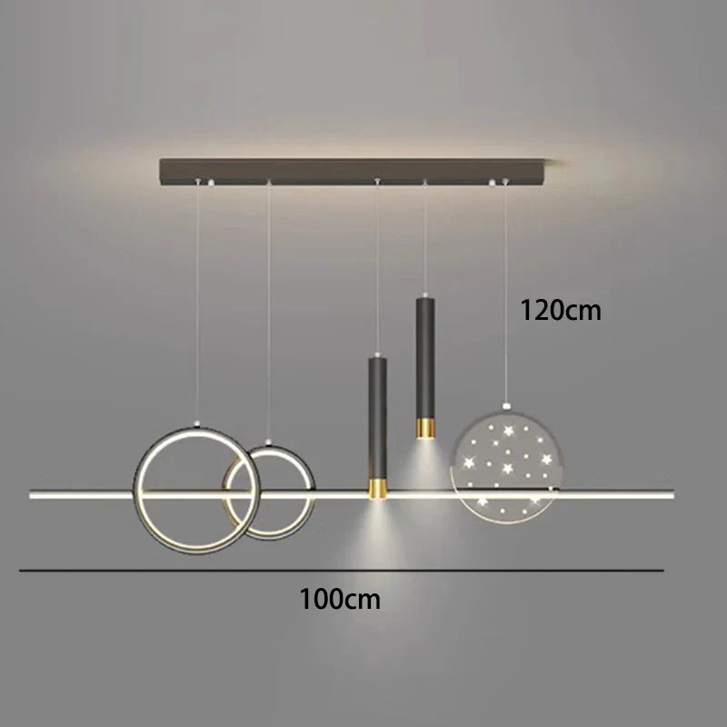 Brushed Gold LED Chandelier Black 100cm Dining