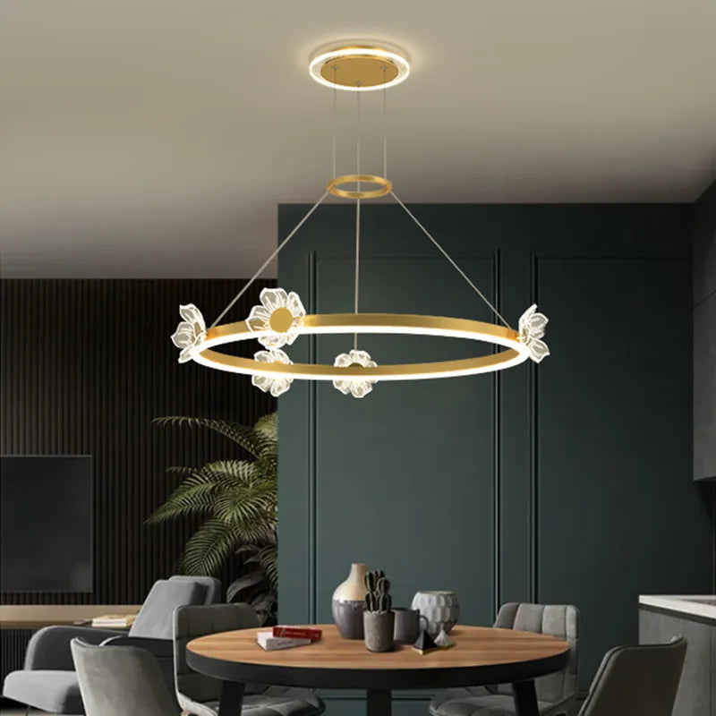 Decorbites™ Lámpara de Araña de Techo Redonda LED Mariposa Dorada para Sala de Estar y Dormitorio