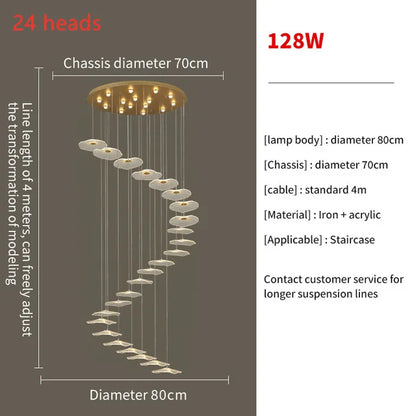 DecorBites™ Lotus Leaf LED Pendant Chandelier for Staircase & Living Room Beauty
