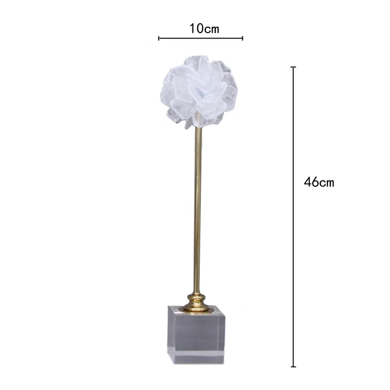 DecorBites™ Crystal Flower Glass Craft Hyalinite Sculpture Metal Decor Figurine