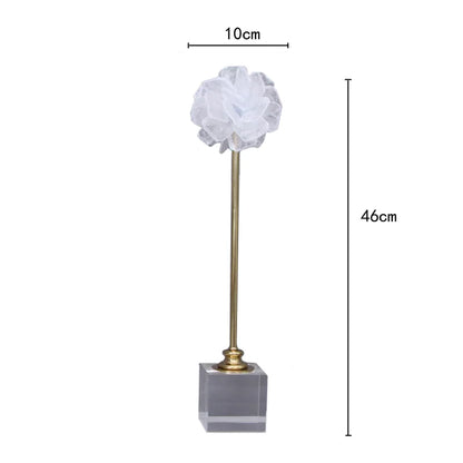 DecorBites™ Crystal Flower Glass Craft Hyalinite Sculpture Metal Decor Figurine