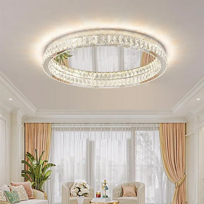 DecorBites™ Crystal LED Ceiling Light Chrome Steel Chandelier - Dimmable Round Lamp